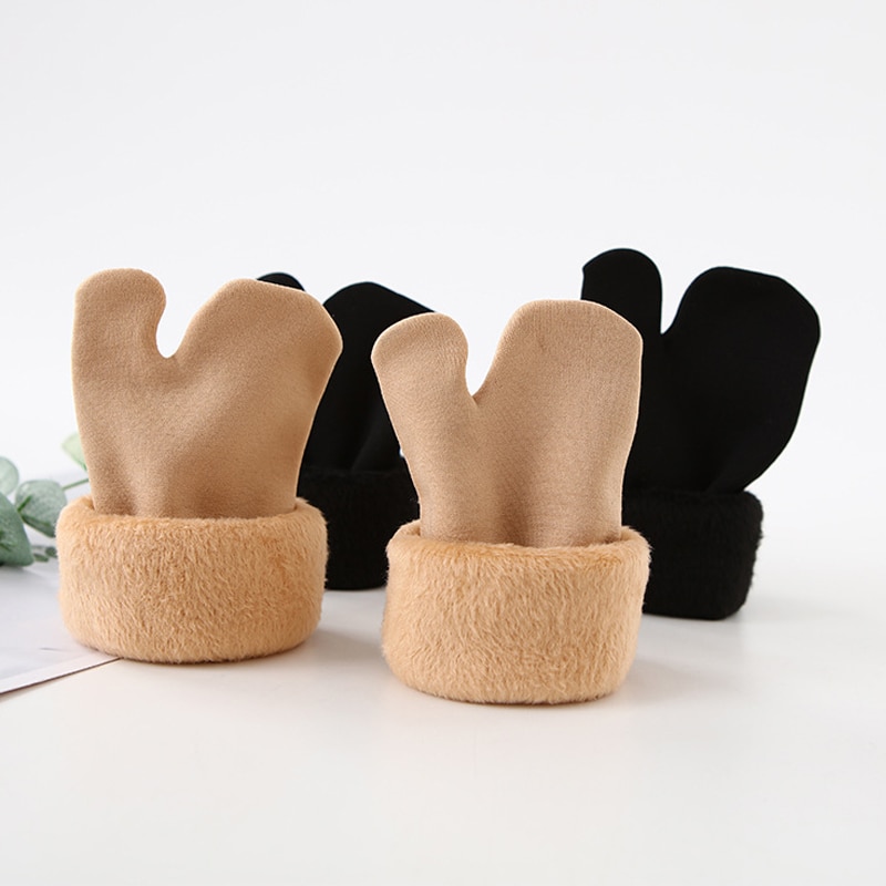 Winter Ladies Two-Finger Socks Plus Velvet Thick Tube Socks Two-Toed Socks High Tube Cute Women Split Toe Socks