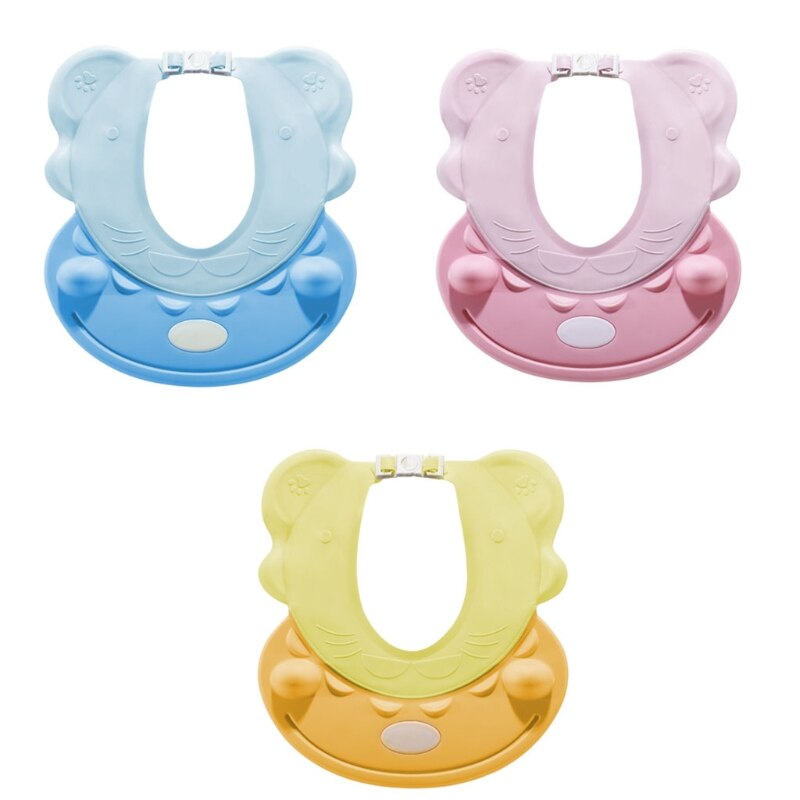 Cute Hippo Pattern Adjustable Baby Shower Hat Hair Washing Shield for Ears Eyes for Washing Hair Infants Baby Toddlers