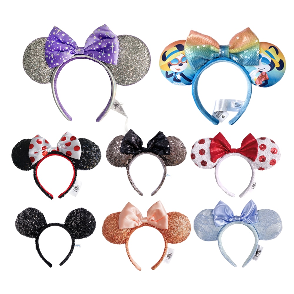 Disney Mickey Mouse Ear Headband New Disneyland Cartoon Bat COSTUME Hairband Cosplay Plush Adult Kids Hair Accessories