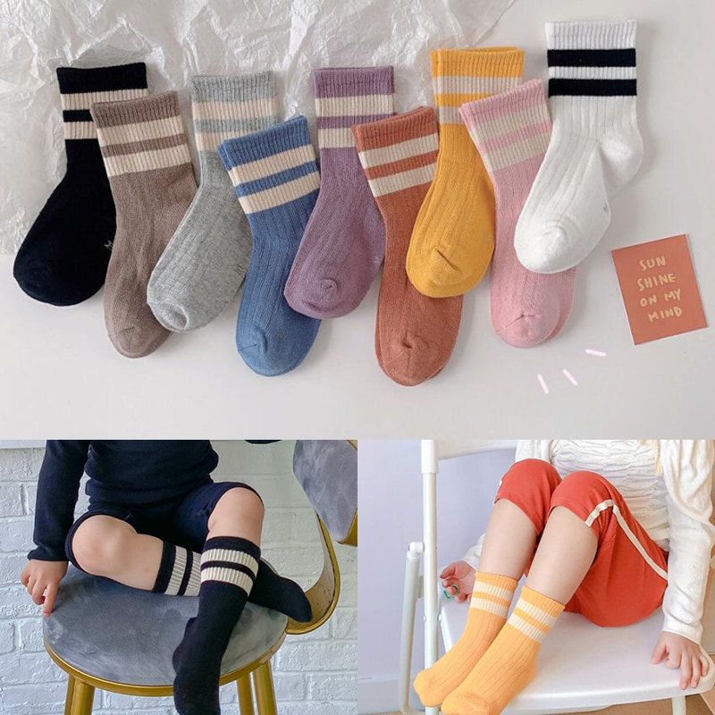 New Spring Boys Girls Cotton Sock Stripe Kids Ankle Socks Sports Soft Children School Socks Casual Sock For 1-10Years
