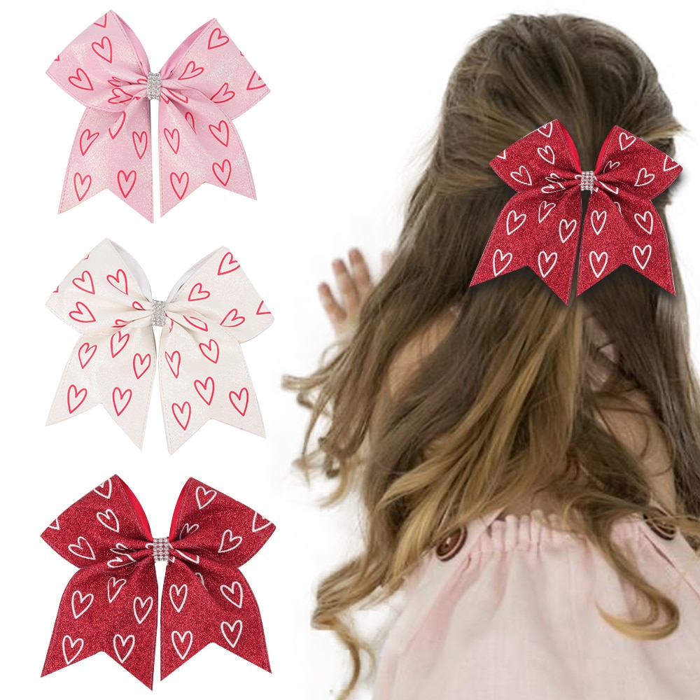 Baby Girl Heart printing Big Bowknot Hairpin Hair Accessories Hair Pins Princess Barrettes Fashion Hair Grips Fashion Headwear