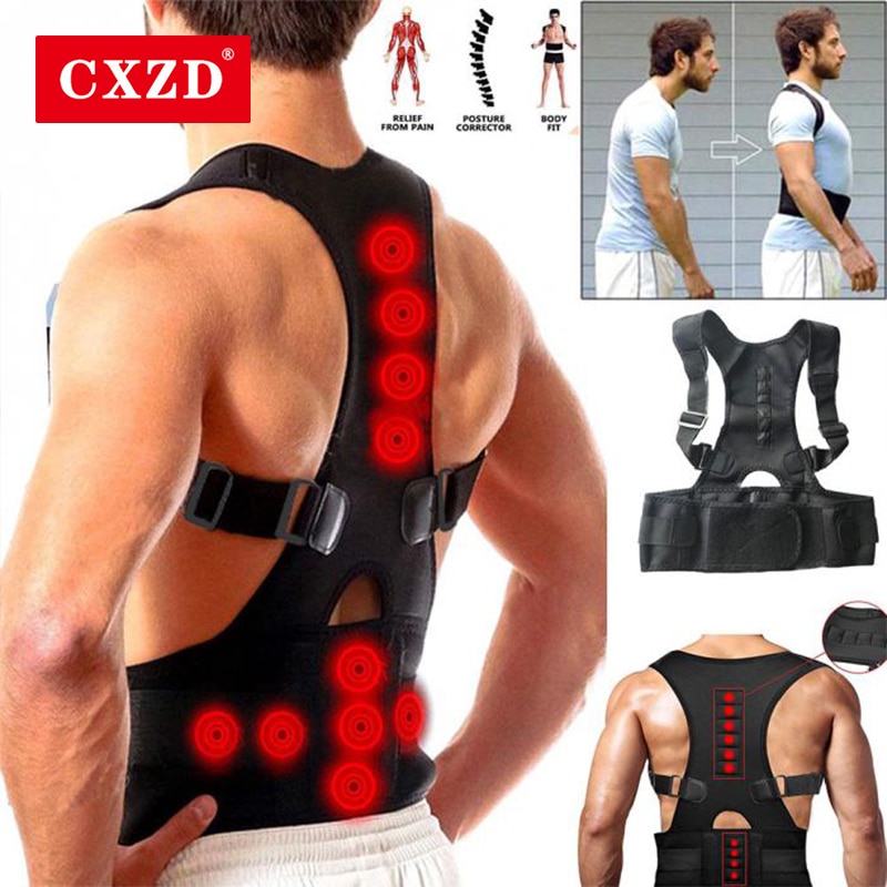 CXZD New Men Posture Corrector Back Braces Shoulder Waist Lumbar Support Belt Humpback Body Straighten Slouch Compression