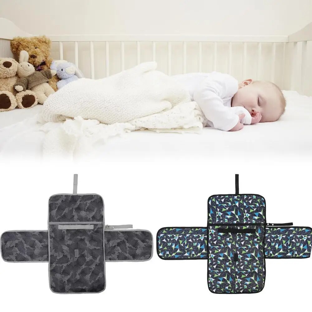 Portable Diaper Changing Pad Foldable Toddlers Nappy Changing Mat With Wipe-Pocket And Head Cushion For Infants Babies