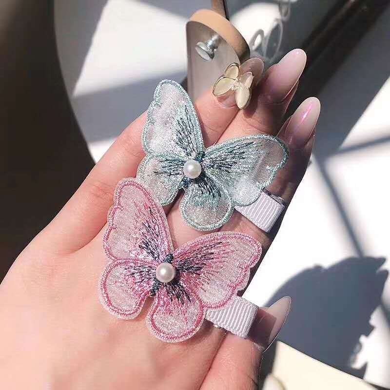 5Pcs Embroidery Butterfly Hairpin Girl Hair Clip Top Clip Girl Hair Accessories Girl Clip Hairpin Little Girl Hair Accessories