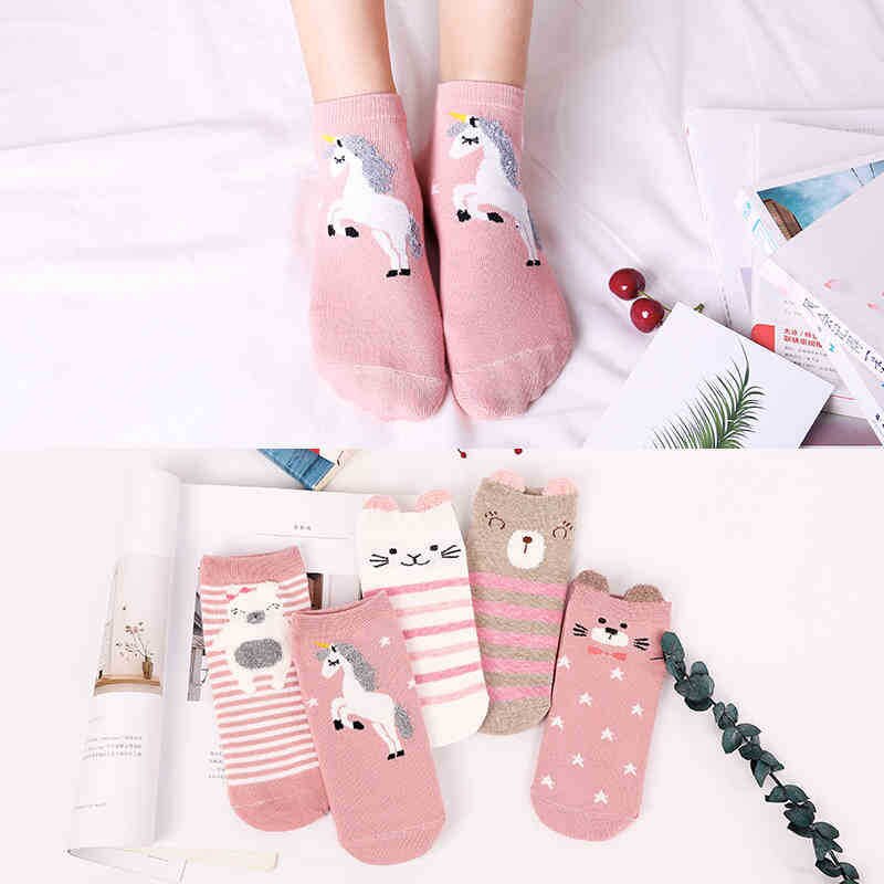 5Pcs Spring Autumn Unisex Children Boy Girls 3d Printed Cartoon Animal Socks Kawaii Ankle Funny Cute Art Happy Kids Cotton Socks
