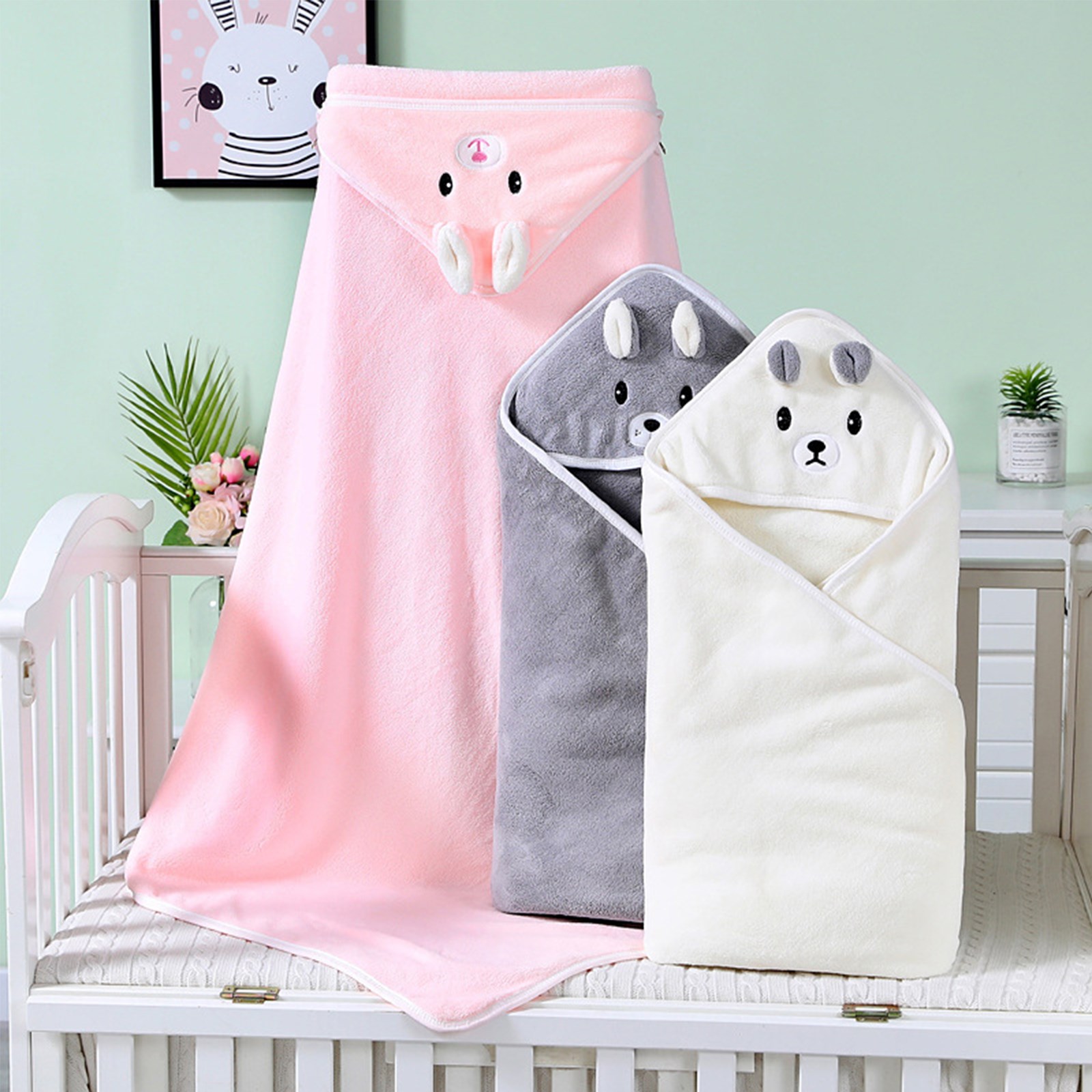 Baby Hooded Bath Towel Super soft and super absorbent bath towel for newborn baby blanket blanket 80X80CM