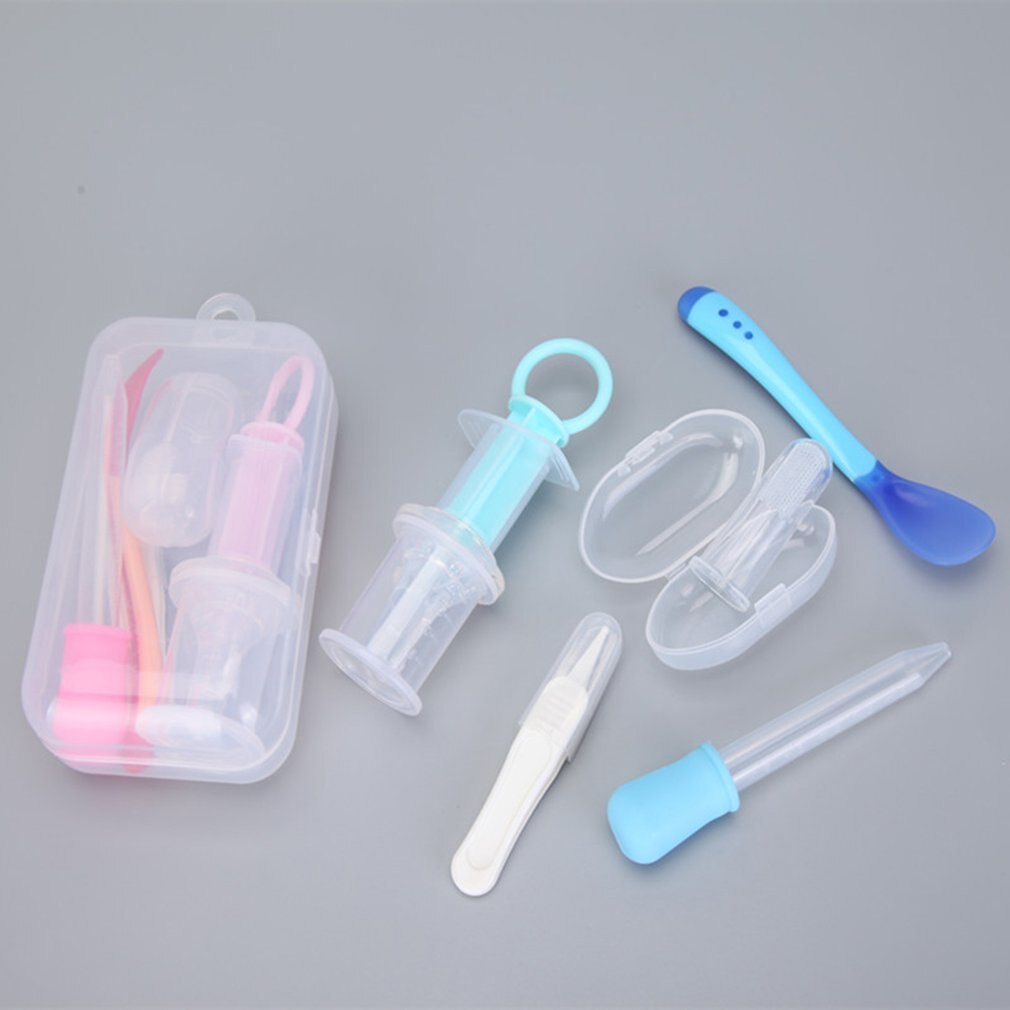 Baby Care Set Nipple feeder+dropper feeder+temperature scoop+booger clip+boxed finger toothbrush Baby Cleaning Tools Utensils