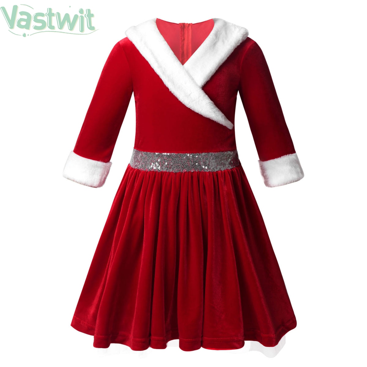 Winter Kids Girls Christmas Dresses Kids Thicken Velvet Party Tutu Dress Princess Santa Claus Cosplay Clothes For New Year 4-14T