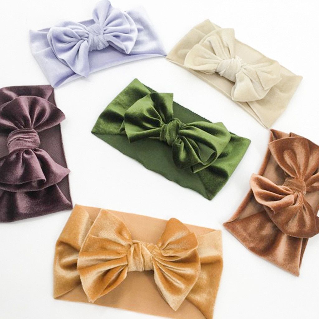 Velvet Bow Baby Headband for Child Bowknot Headwear Cables Turban for Kids Elastic Headwrap Baby Hair Accessories