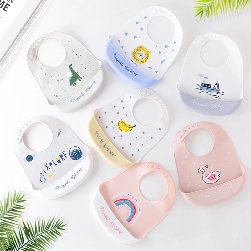 Waterproof Baby Bibs for Kids Burp Feeding Cloth Adjustable Silicone Bibs Saliva Dripping Newborn Infant Saliva Towel Bandana