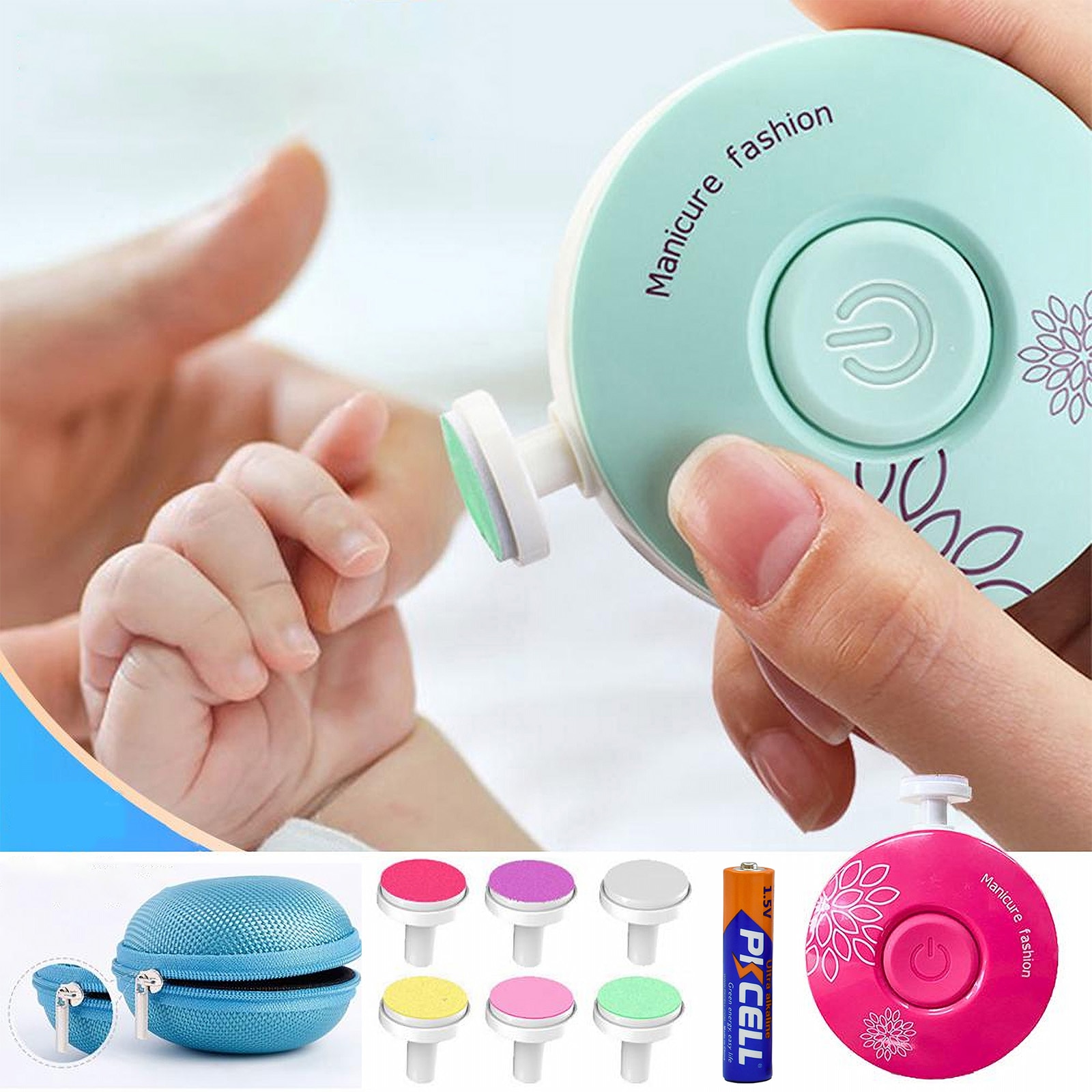 Electric Lime Nail Clippers Baby Nail File Care Manicure Kit Baby Trimmer Accessories Newborn Baby Hygiene Kit