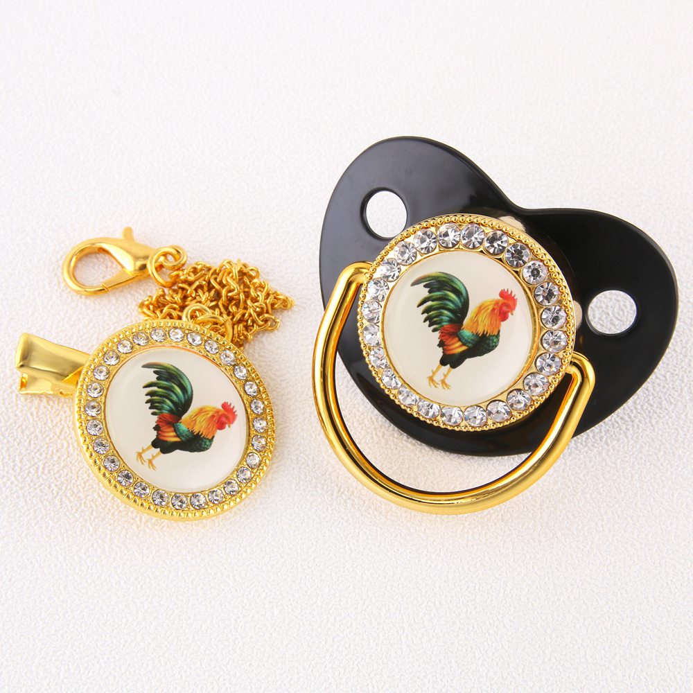 Cartoon Cock Rooster Baby Pacifier Feeder Dummy Nipple Bling Baby Sucking Holder for Pacifier BPA Free Baby Soother Unique Gift