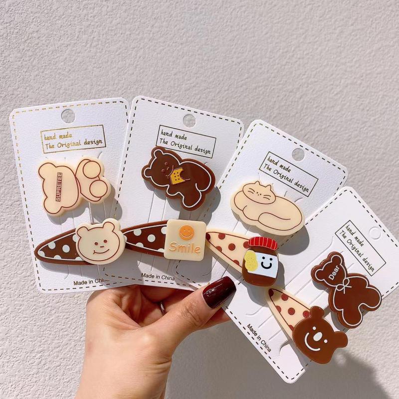 Coffee Color Hair Clips Girls Cute Cartoon Animal Hair Girls Hair Pins Children Hair Accessories Kids Hair Styling Tool Headwear