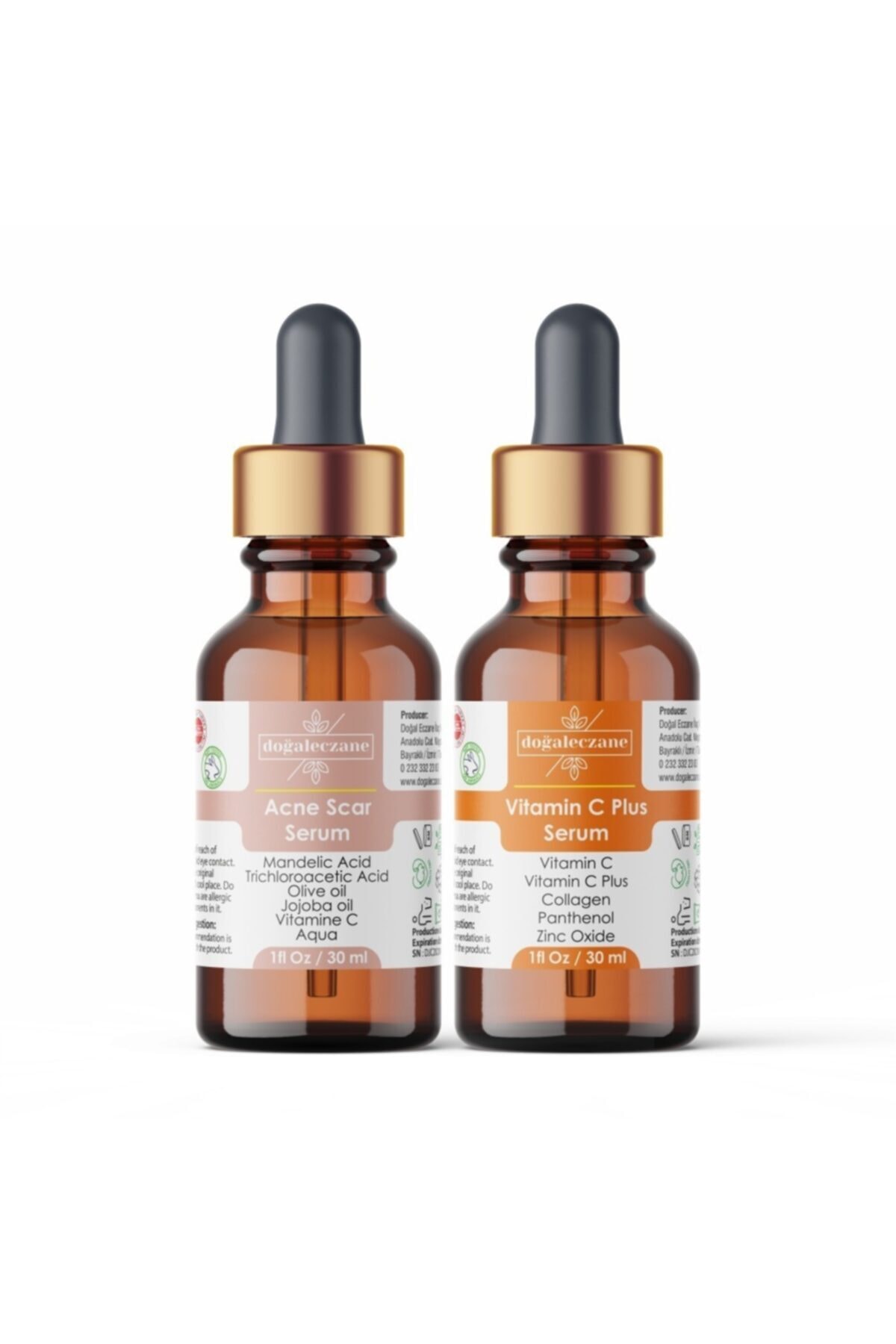 Acne Scar Serum Double Set - Acne Scar Serum 1 Piece Acne Scar Serum 30 ml Glass Bottle 1 Piece Skin Repair Serum