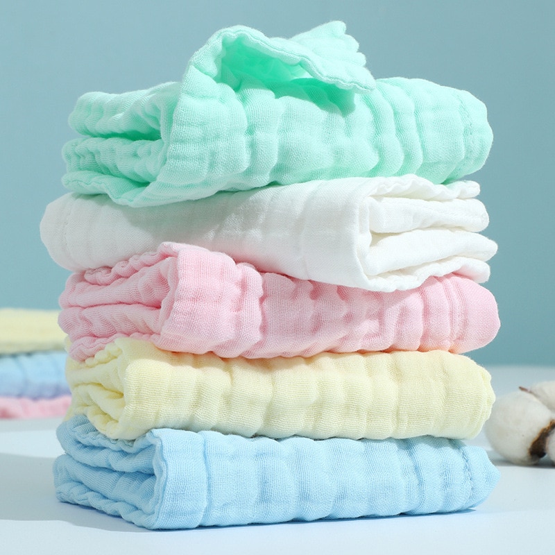 Pure cotton six-layer gauze combed square towel plain newborn saliva towel baby towel baby face towel