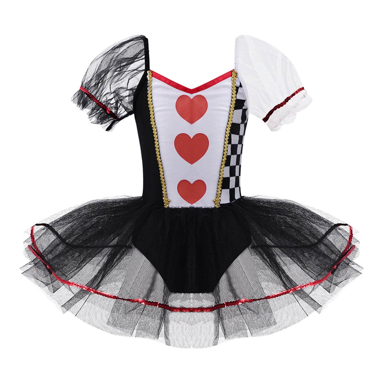 Halloween Carnival Clown Cosplay Costumes Kids Girls Christmas Cosplay Role Play Grid Tulle Leotard Mesh Tutu Dress Jumpsuit