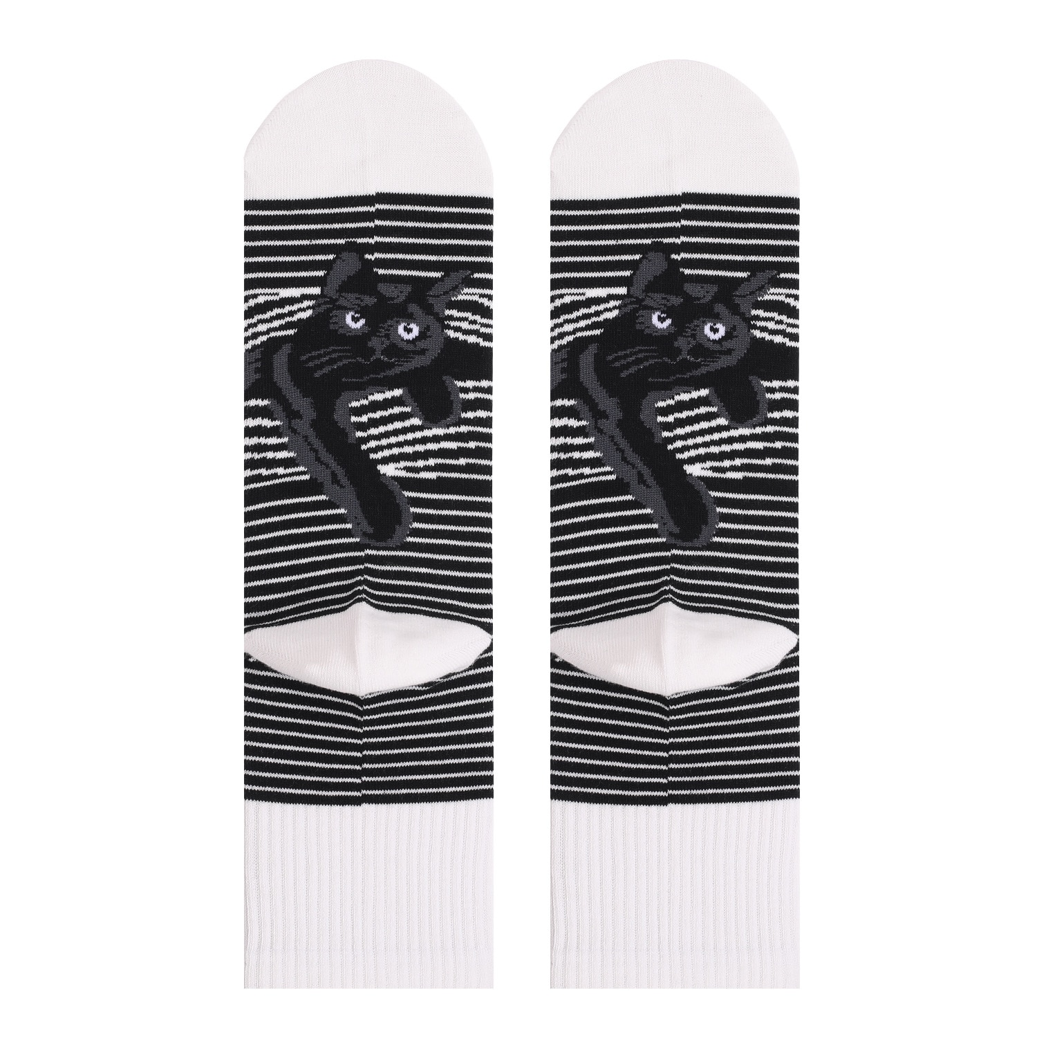 1 Pair New Print Funny Cute Cartoon Kitten Unisex Socks Creative Black White Multiple Cat Face Happy Socks For Woman