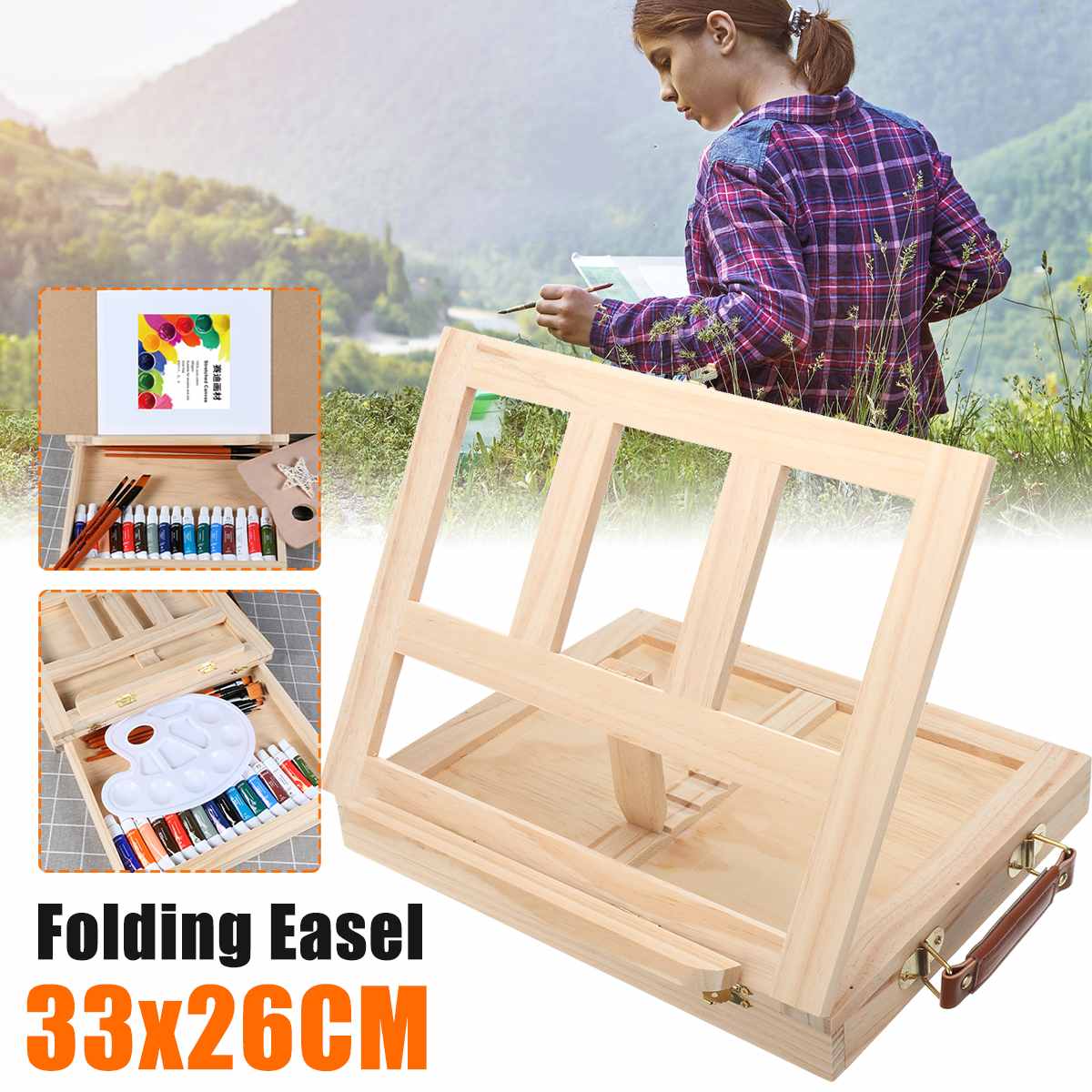 Portable Easel Wooden Desktop Easel Artist Table Drawing Board Stand Easel For Watercolor Oil Painting Art Supplies