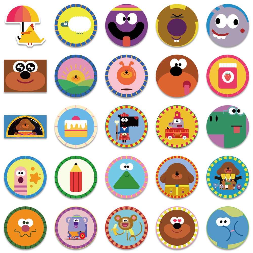 10/50pcs/set Hey Duggee Waterproof Stickers DIY Children's Luggage Phone PVC Toy Graffiti Stickers Cartoon Stickers Gifts