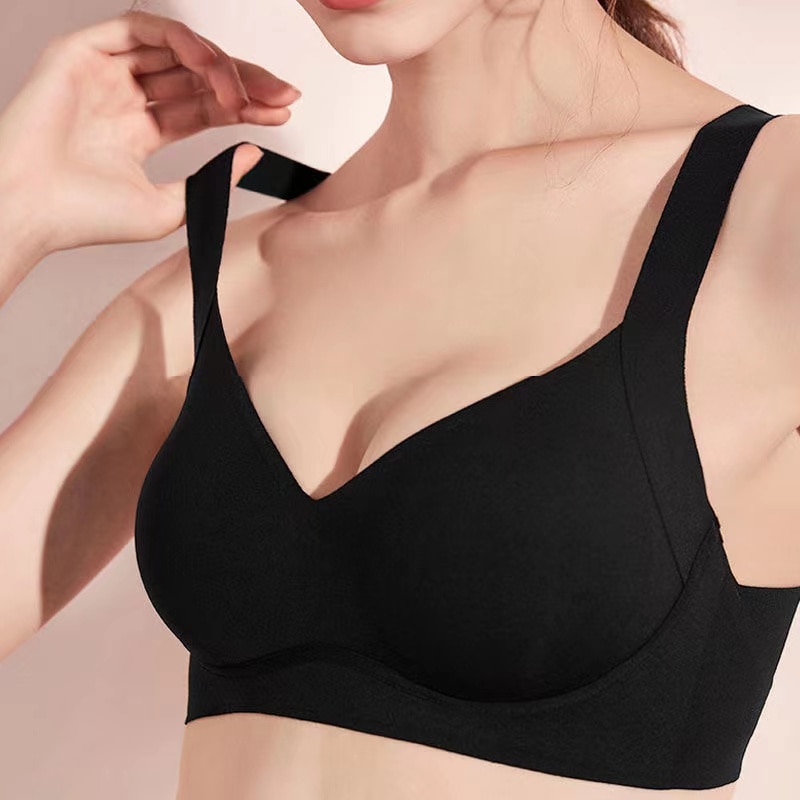 Sexy Nude Seamless Top Women's Underwear Gathered Up, Wide Shoulder Strap Bra, One-piece Anti-sagging Comfortable Bra