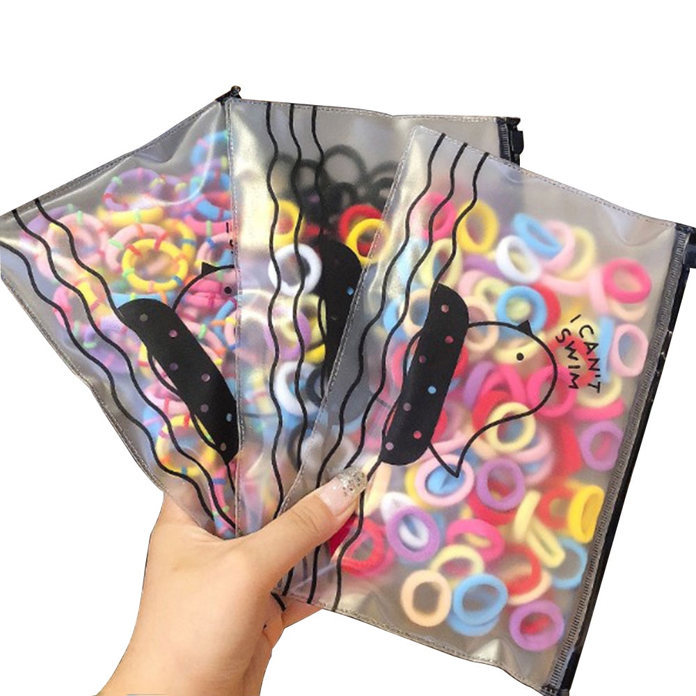 100Pcs/Bag Children Cute Candy Cartoon Solid Elastic Hair Bands Girls Lovely Srunchies Rubber Bands Kid Hair Accessories