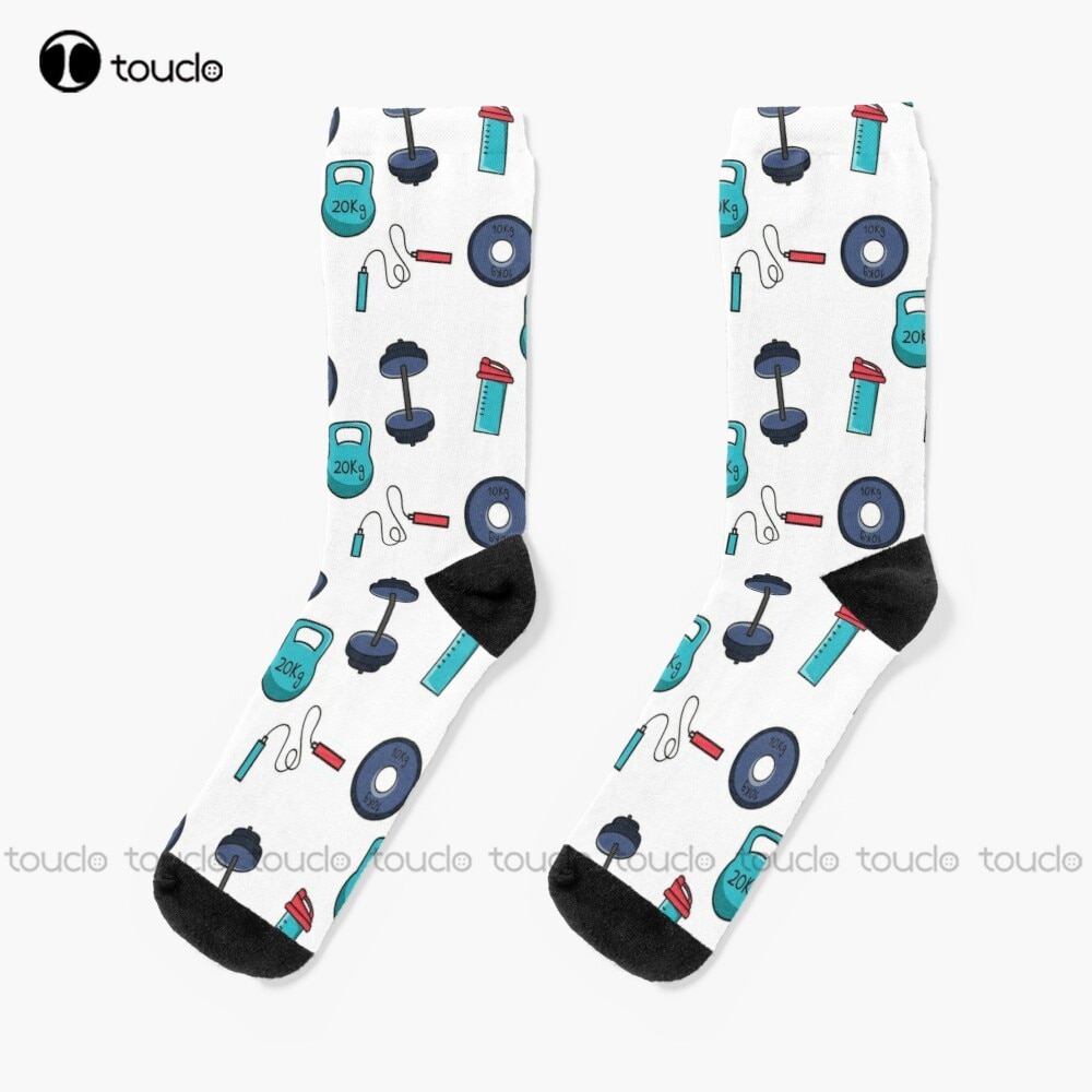 Gym Essentials Shaker Kettlebell Dumbbells Rope Socks Slipper Socks For Men Personalized Custom Unisex Adult Teen Youth Socks