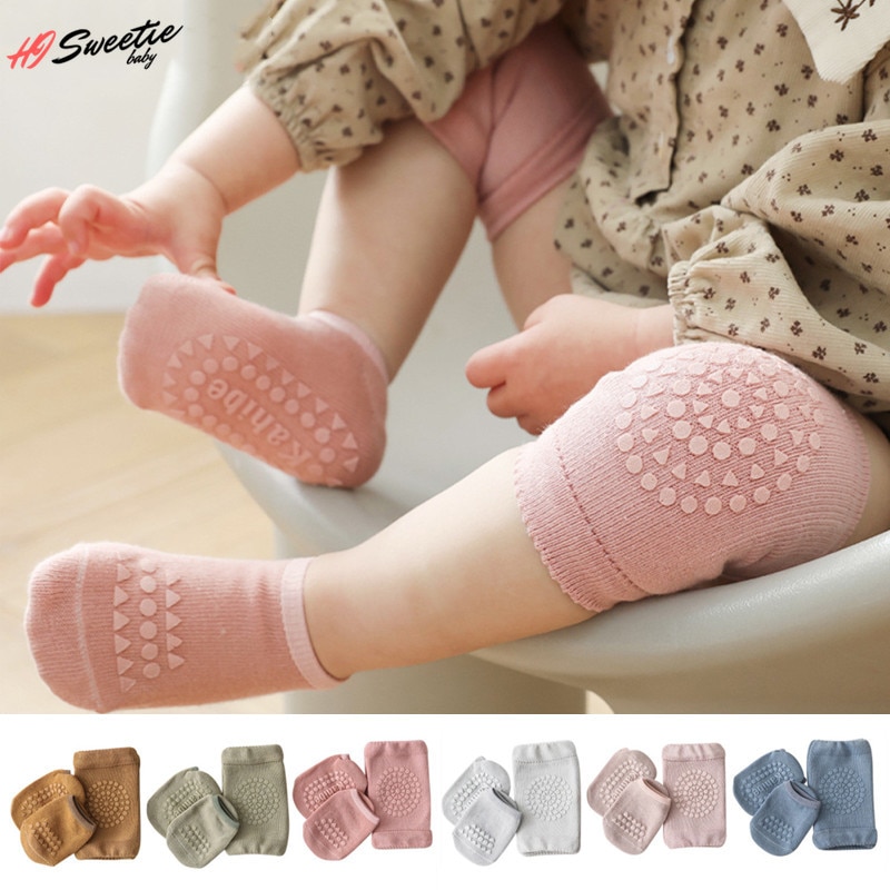 Summer Baby Knee Pads Socks Set Solid Color Anti Slip Socks Kneecap Kid Crawling Safety Floor Socks Knee Protector for Girls Boy