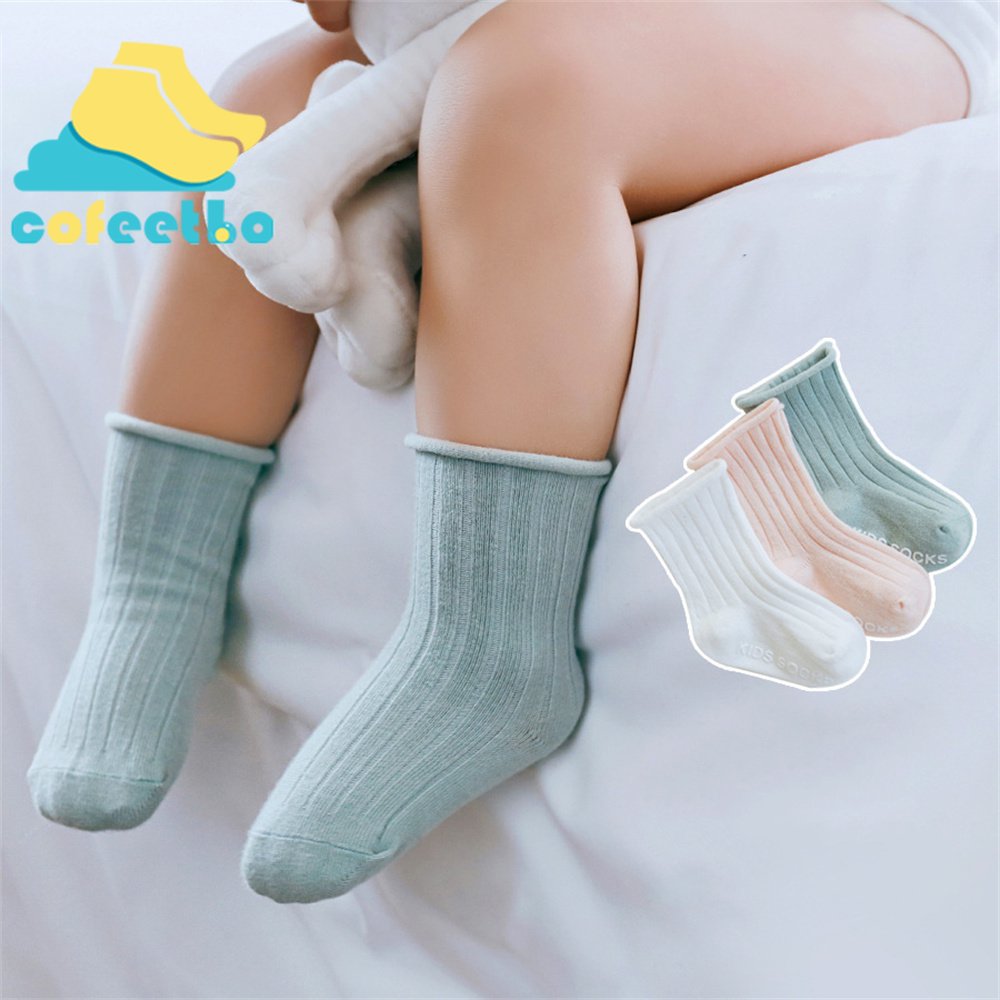 3 pairs Non Slip Knitted Baby Socks Cotton Soft Breathable Seamless Loose Mouth Newborn Infant Toddler Child Socks Spring Autumn