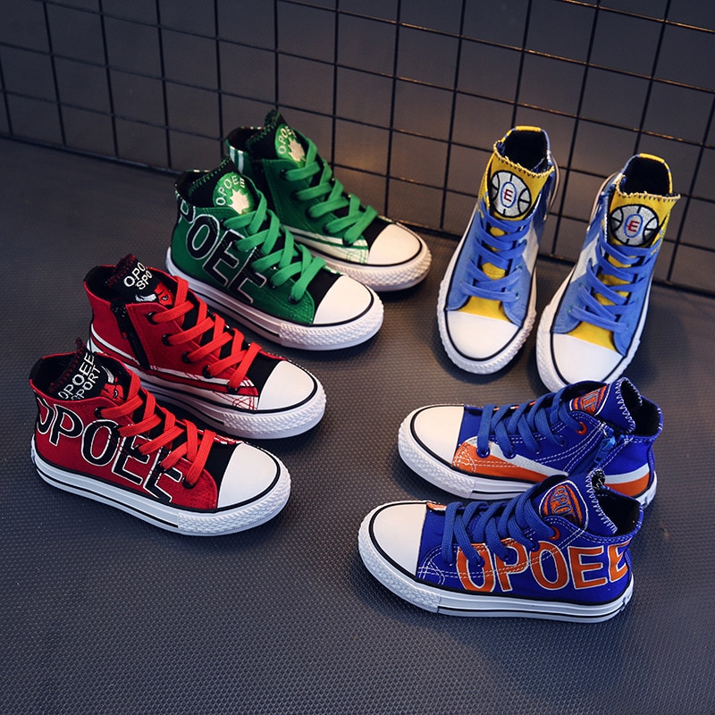 2021 spring new canvas shoes children's high-top shoes fashion boys basketball shoes girls sports shoes Non-slip Casual Sho