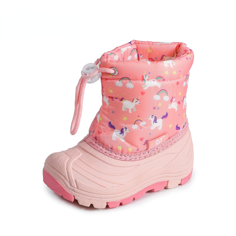 Kids Warm Plush Winter Shoes Boys Girls Insulated Waterproof Snow Boots Toddler Little Kids Durable Outdoor Hiking Boots