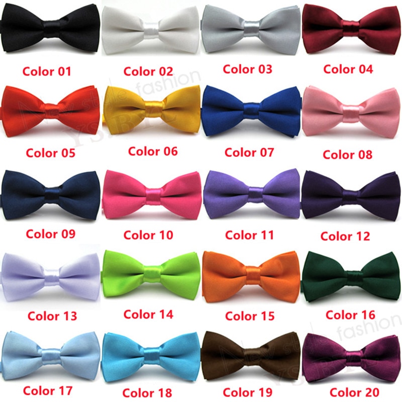 NEW Adjustable Classic KIDS Plain Solid Wedding Bow ties Bow Tie Satin Fancy Children Bowtie Pre-Tied Formal