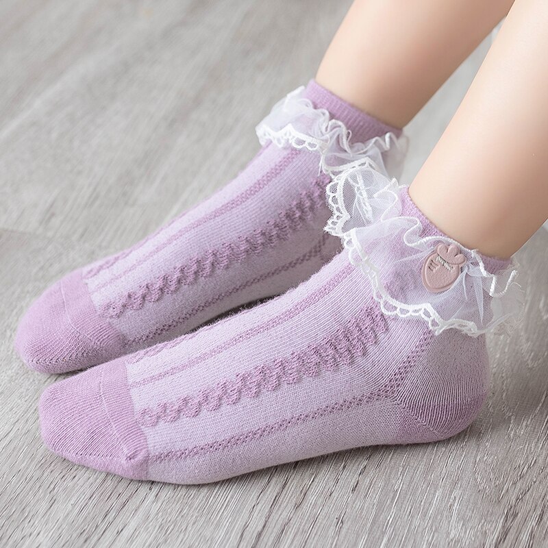 Girls Socks Spring Princess Cotton Socks Big Girl Children Lace Socks Lace Little Girls Socks Cartoon Cute Baby Ankle Socks