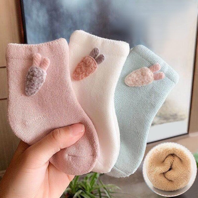 3 Pairs/Lot 0-3 Years Baby Socks Autumn Winter Keep Warm Cute Thickened Terry Socks for Newborns Infant Boys Girls Cotton Socks