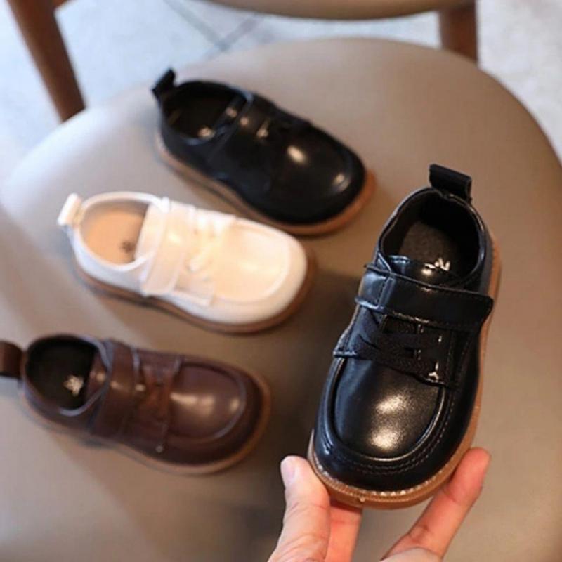 Children's Leather Shoes Autumn Small Leather Shoes Boys Soft Sole Girls Princess Shoes Fashion Bowtie Kids Flat Wedding Pa