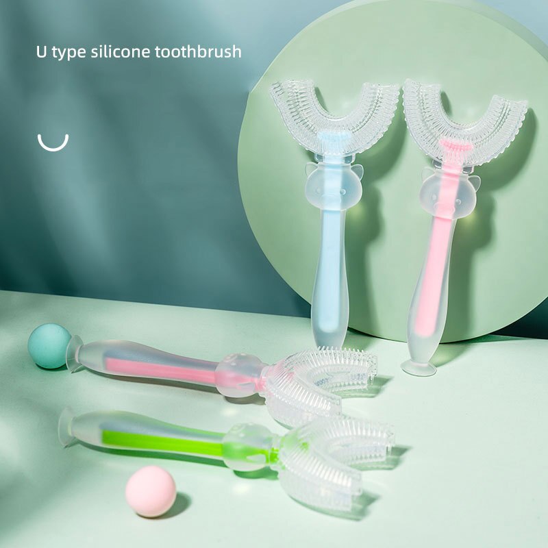 Baby Toothbrush Children 360 Degree U-shaped Child Toothbrush Teethers Soft Silicone Baby Brush Kids Teeth Oral Care Cleaning