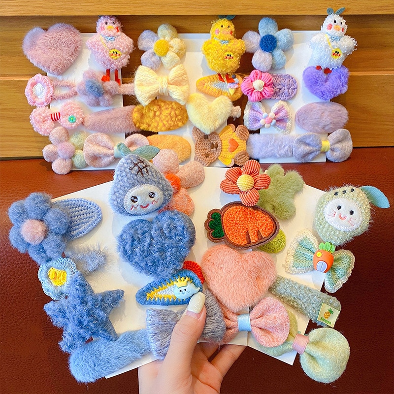8 pcs/set New Cute Bowknot Flower Print Hair Clips Hair Accessories For Girls Kids Princess Sweet Hairpin Headdress Fashion Baby