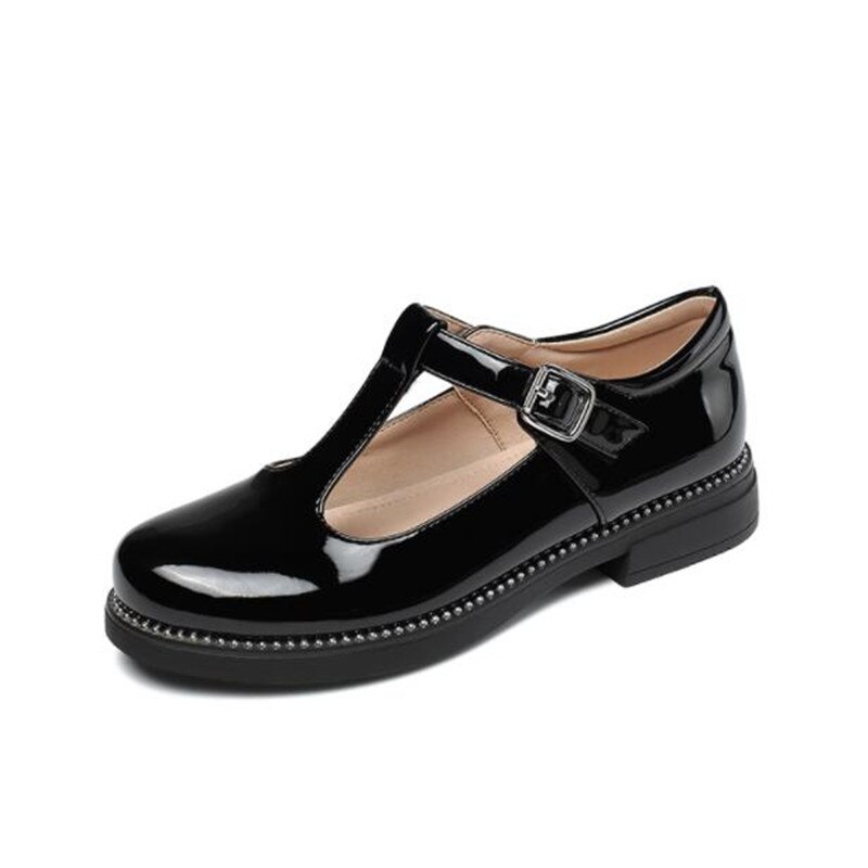 Girls Black Leather Performance Shoe Breathable Retro Princess Honey Sweet Children British Style Student Shoe
