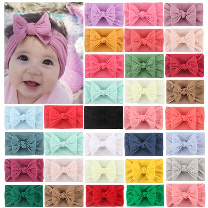 2022 Trendy Cable Bow Baby Headband For Child Bowknot Headwear Cables Turban For Kids Elastic Headwrap Baby Hair Accessories