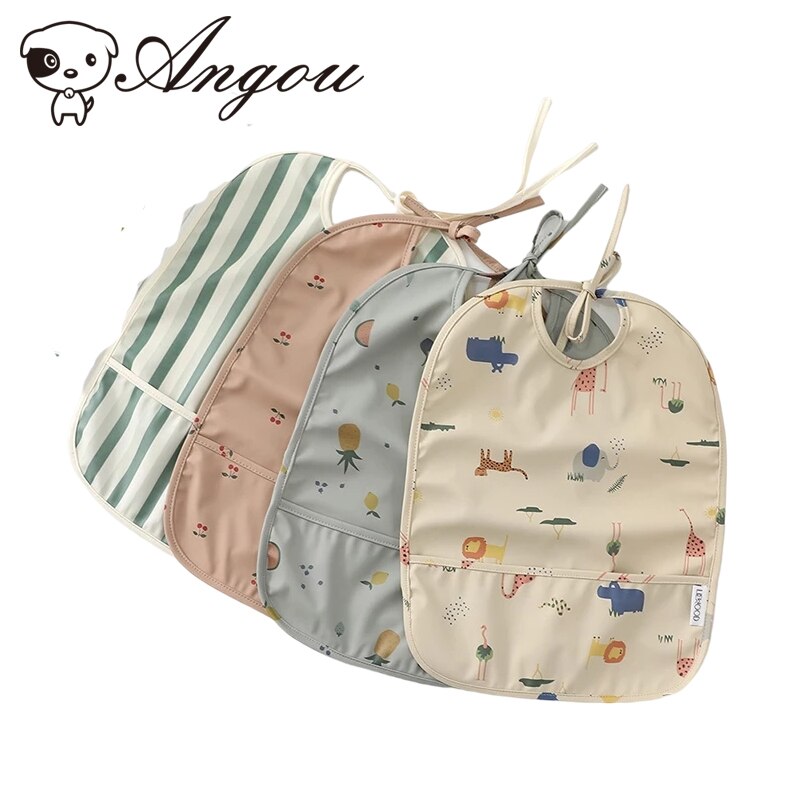 Korean Style Baby Rice Smock PU Waterproof Bib Baby Supplementary Food Anti Dirty Saliva Bag