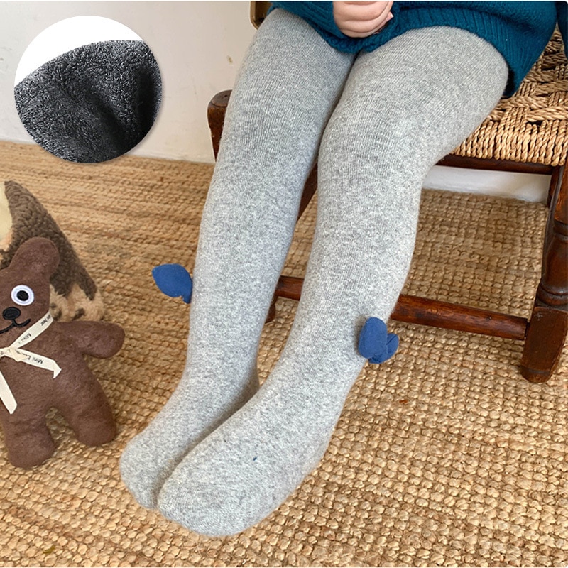 Cotton Girls Tights Princess Bowknet Baby Girl's One-Piece Pantyhose Baby Winter New Trousers Plus Velvet Thicken Stockings