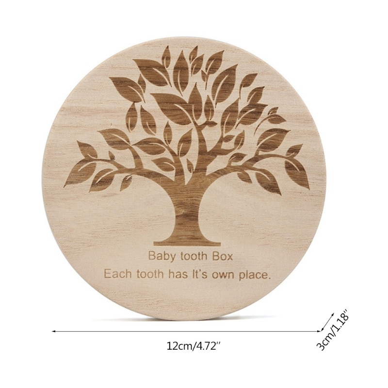 Cute Children Tooth Container Wooden Tooth Holder Baby Shower Gift Toothfairy Round Wooden Organizer Gift for Deciduous P31B