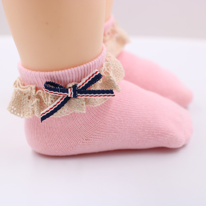 Female Baby Socks Spring Pure Cotton Cute Baby Socks Autumn Little Girl Bowknot Princess Sock Young Children White Lace Stocking