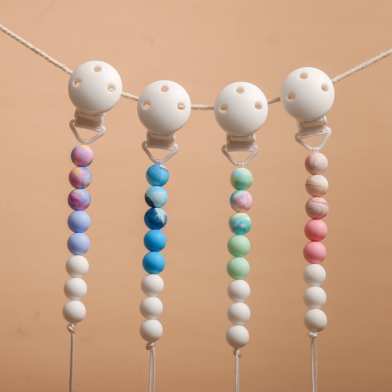 1pcs Baby Pacifier Clip Silicone Beads Planet Pacifier Chain Infant Appease Soother Food Grade Chewable Teething Beads Molar Toy