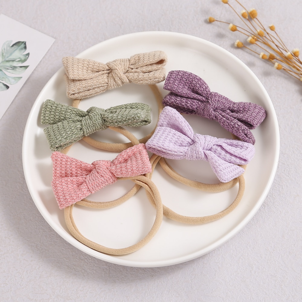 Fashion Waffle Baby Headband Elastic Nylon Hair Bows Baby Headbands for Girl Soft Toddler Hair Band Hair Accessories Cute Gifts