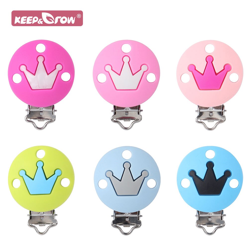 20pcs Crown Silicone Pacifier Clip DIY Baby Teething Teether Necklace Accessories Nipple Clasps Silicone Dummy Holder Clips