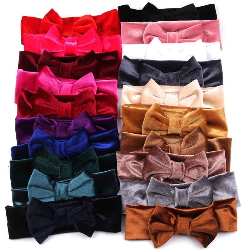 New Velvet Headband Baby Hairband For Girls Big Bow-knot Headband Elastic Infant Toddler Hair Band Baby Hair Accessories 2021