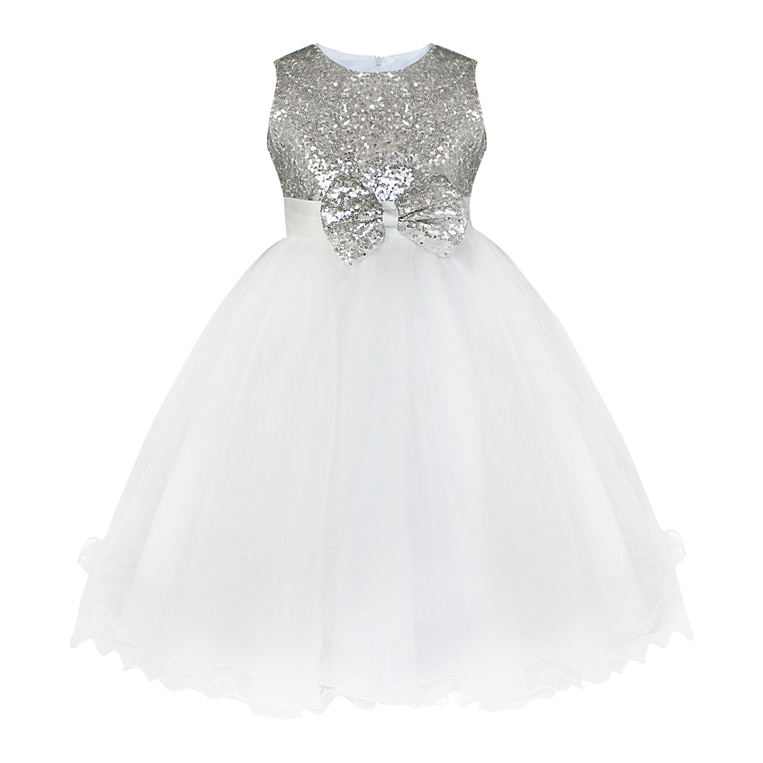 Kids Princess Dress Sequins Bowknot Tulle Wedding Party Tutu Dresses Gown Children Girls Pageant Evening Birthday Dress Clothing