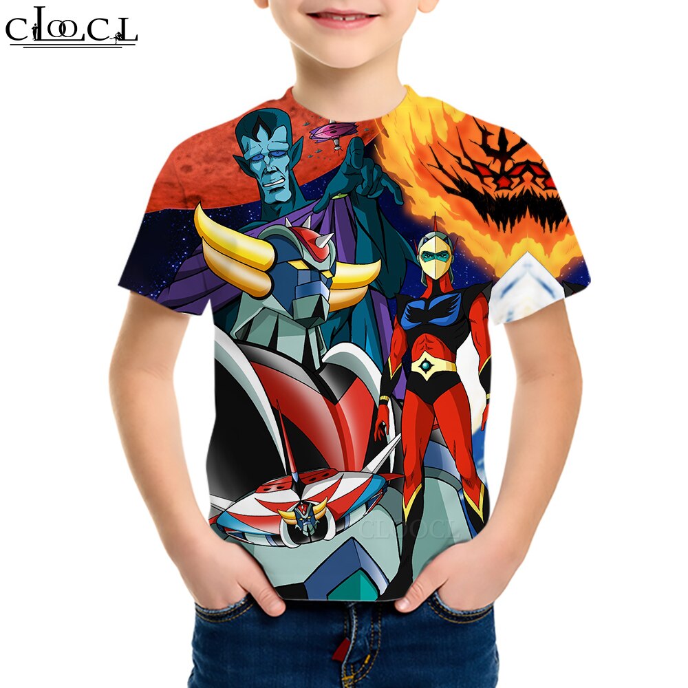 CLOOCL Kids T-shirt Anime Goldorak Cartoon 3D Pattern Tees Boy Girl Short Sleeve Children O-Neck Pullover Harajuku Child Tops