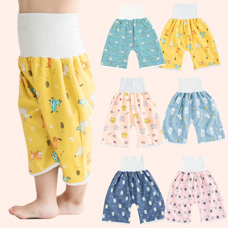 Baby Diapers Baby Pad Belly Protector Pants Children's Leak-Proof Changing Pad Cotton Diaper Pants Prevent Bed Wetting