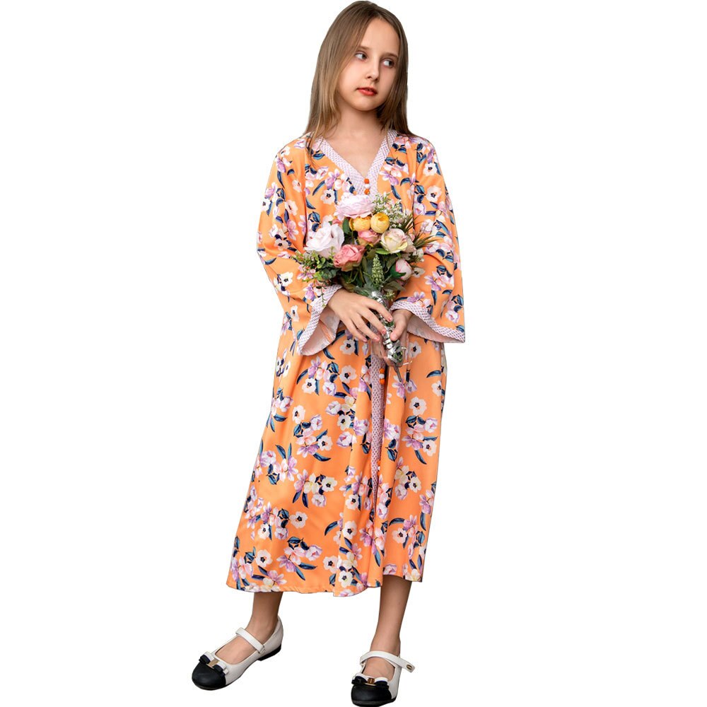 mother-daughter clothing printed lace Ribbon Middle East parent-child clothing for children's clothing in spring and autumn